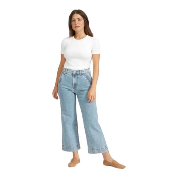 Everlane Wide Leg Crop Jean Size 29 Ankle in Light Indigo Wash - Picture 4 of 16